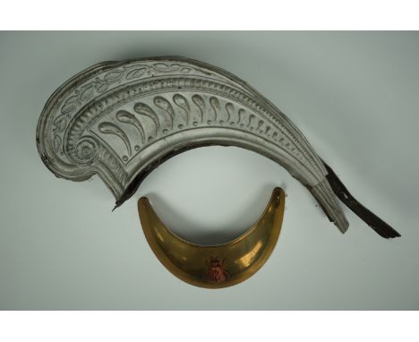 A 20th Century French gorget bearing a Napoleonic bee device together with a cavalry helmet comb