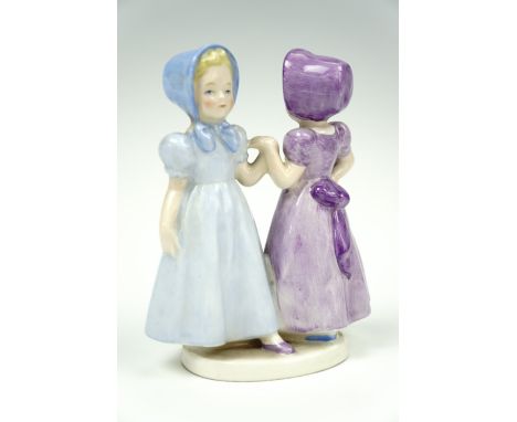 A Goebel figurine of two girls in bonnets, 13 cm