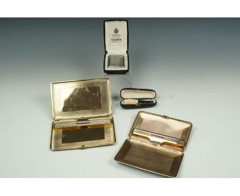 A cased meerschaum cigarette holder, together with a cased Ronson butane lighter and two Society leather bound cigarette case