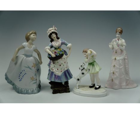 A Nao, Crown Staffordshire, "Nell" and "No You Don't" figurines, (a/f)