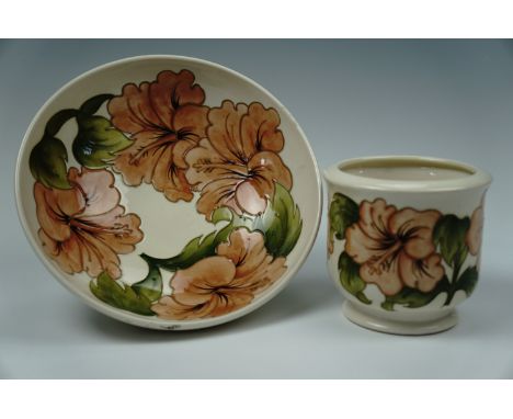 A Moorcroft bowl, 26 cm, together with a Moorcroft vase, 13 cm 