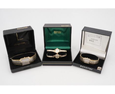 Four various late 20th Century Accurist and Rotary wristwatches, three boxed