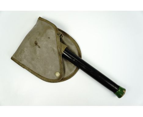 A vintage German multi-tool combined axe, hammer, screwdriver and spade, stamped EKS, DBP, in belt pouch, circa 1930s - 1950s