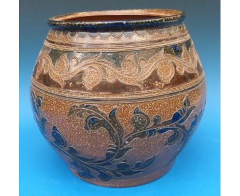 An unusual 19thC Art Nouveau stoneware continental jardiniere in the Doulton style,possibly Handarbeit pottery