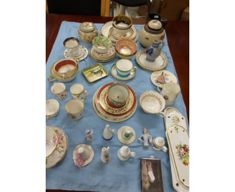 A quantity of sundry ceramics, to include cups and saucers, ginger jars, candle snuffers, door plates etc