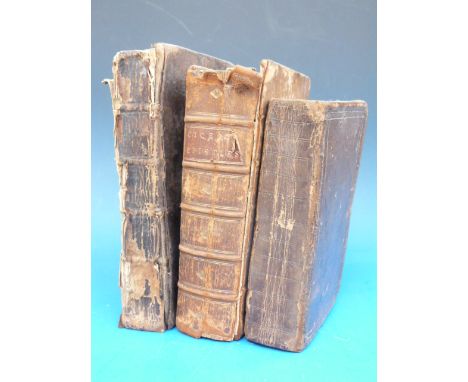 Three 17thC and 18thC volumes: "Ciceronis Epistolarum" Amsterdam 1709, book 16; "Sermons preached before the Queen at Whiteha