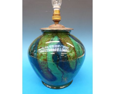 A Mdina glass lamp with double light fitting (26cm tall excluding bulb) 
