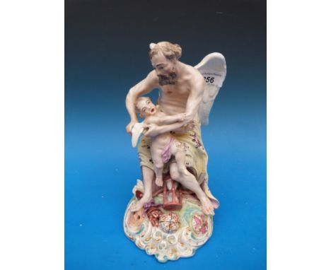 A Derby Patch figure of Old Father Time clipping the wings of Youth