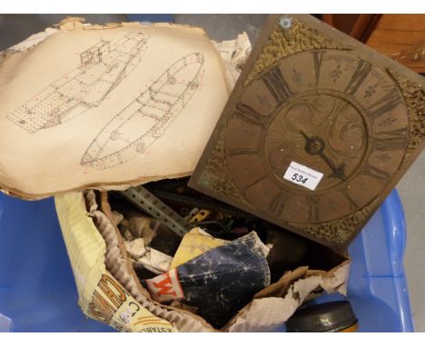 A quantity of vintage Meccano together with a longcase clock movement by Coates of Chedworth etc