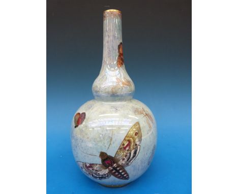 A Carltonware lustre vase decorated with butterflies