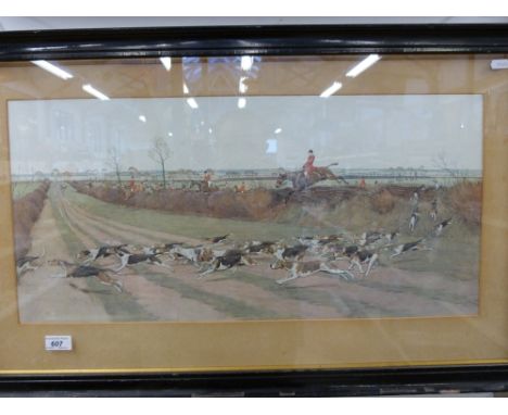 A pair of Cecil Aldin hunting prints, each 32cm x 69cm