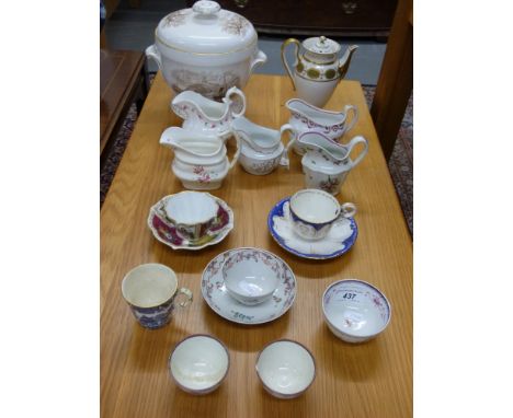 A collection of 18thC and 19thC ceramics including Newhall, Worcester, Spode etc plus a later Spode ice pail 