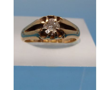 An 18ct gold ring set with a brilliant cut solitaire diamond of approx 0.3ct (size J/K)