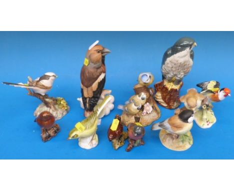 Ten various china birds including Royal Doulton, Goebel, Beswick, Royal Crown Derby