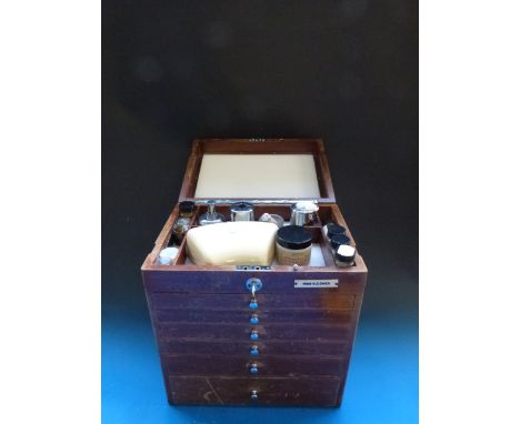 Dentist's travelling six drawer case together with a collection of dental tools and instruments c1960s