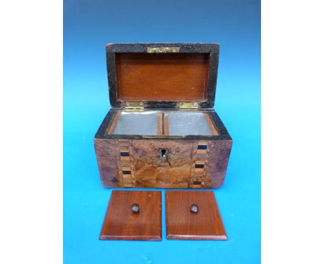 A 19thC Tunbridgeware domed tea caddy