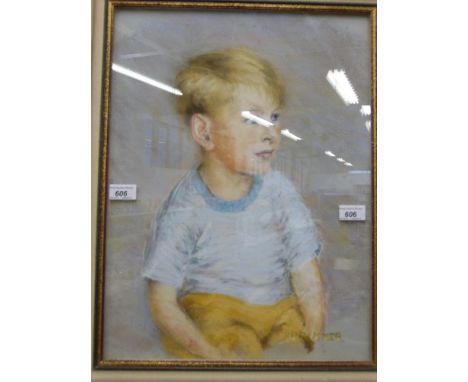 A pastel study of a young boy, signed K P Rimmer (51 x 38cm)