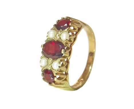 Garnet and seed pearl 9ct gold dress ring Condition reports are not available for our Interiors Sales.