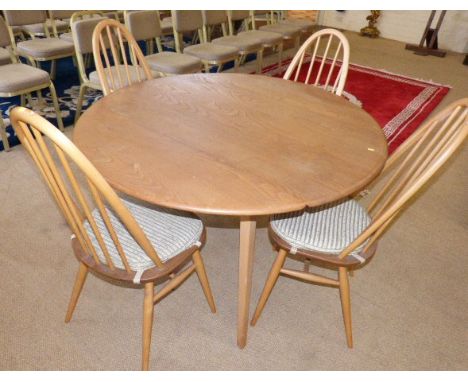 Ercol drop-leaf kitchen table and four chairs Condition reports are not available for our Interiors Sales.