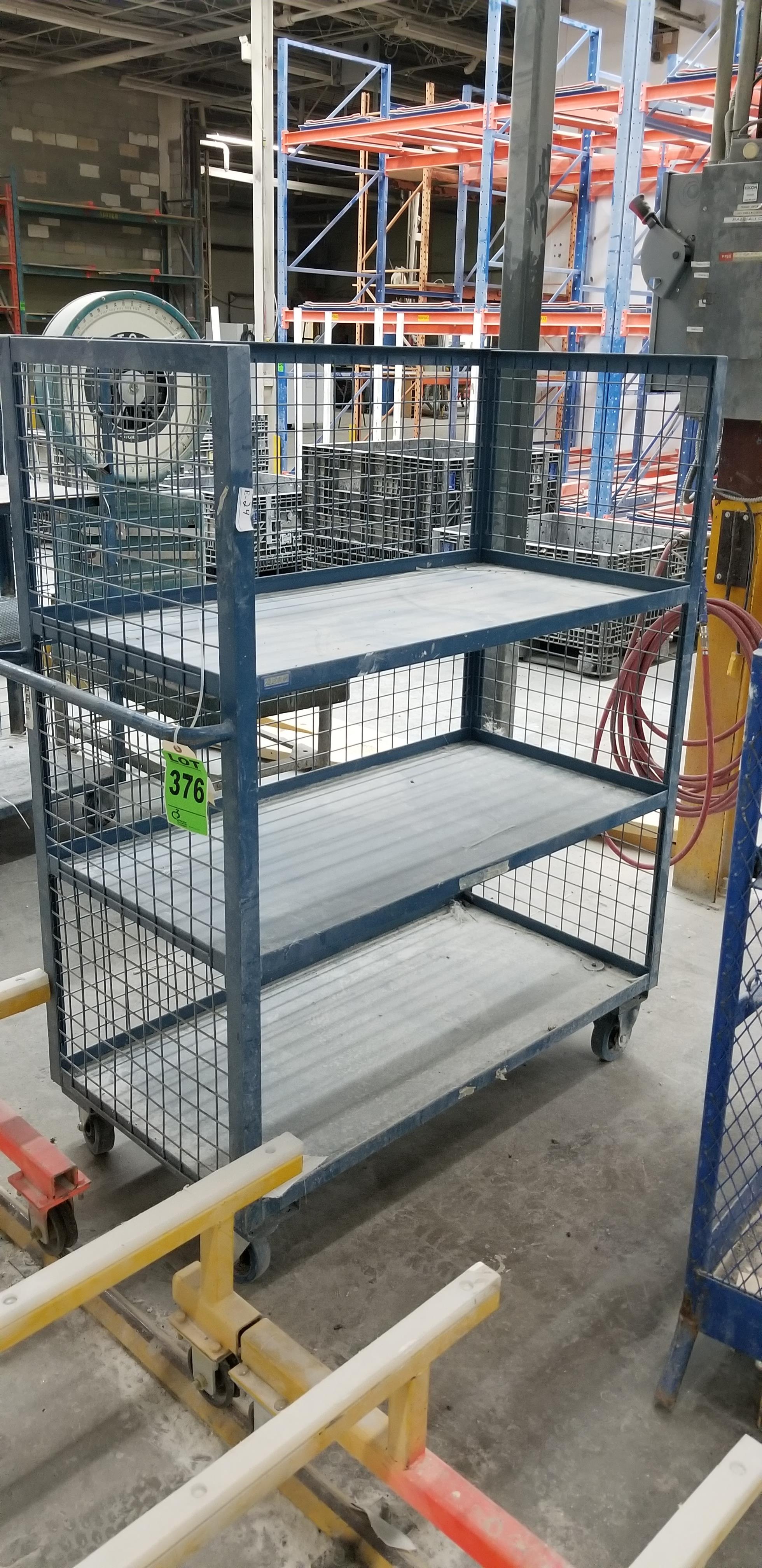 3level ULINE stockpicking cart on casters with handle, 5' x 4' x2
