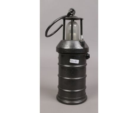 A German Leipzig Venta Company battery powered miners lamp, converted to take a modern battery.