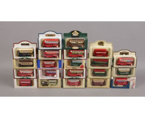 Twenty one boxed Diecast model buses Days Gone, Lledo.