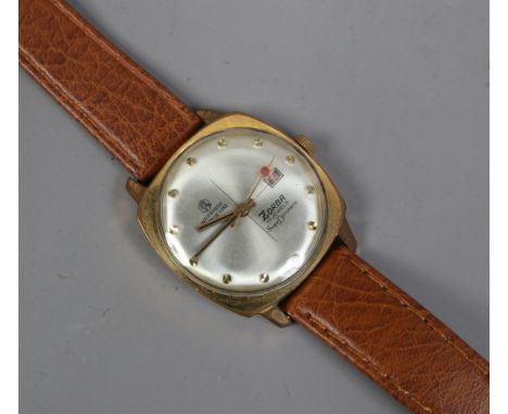 A gentleman's Zorba 17 jewel Super Datomatic Super Deluxe manual wristwatch date chapter and second sweep finger.