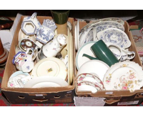 Two boxes of miscellaneous to include Gray's pottery, J &amp; G Meakin, Aynsley, Wood &amp; Sons etc.