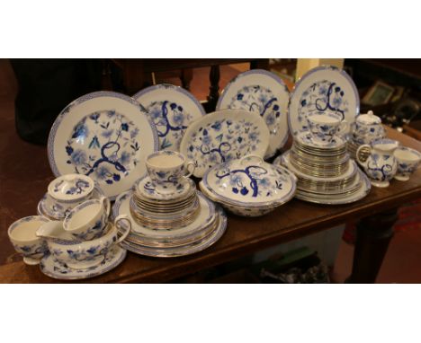 A Royal Grafton bone china tea / dinner service in the Dynasty design, including plates, tureens, cups and saucers, sauce boa