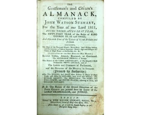 With Manuscript Account of Weather for the Full YearAlmanack: Wilson Stewart - The Treble Almanack for the Year 1810, 8vo D. 