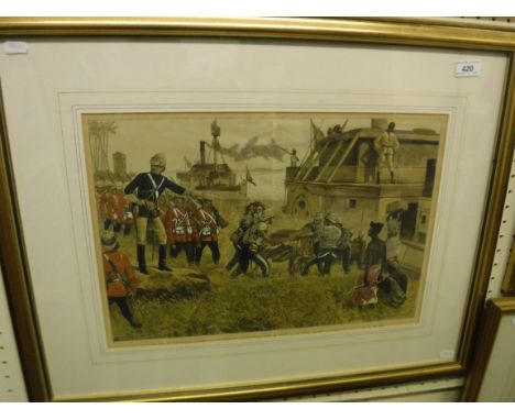 AFTER W H OVEREND "The War in the Sudan: Starting for Khartoum - Sir Charles Wilson with an Escort in the Sussex Regiment Emb