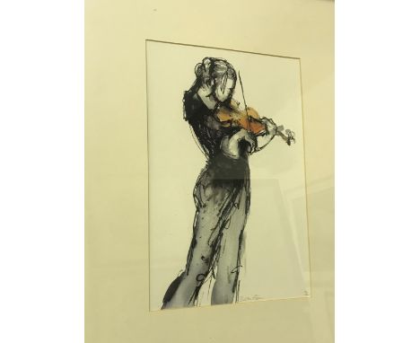 BELLA PIECIN "Study of a violinist", limited edition print, indistinctly signed and No'd. 176/500, image size approx 40.5 cm 