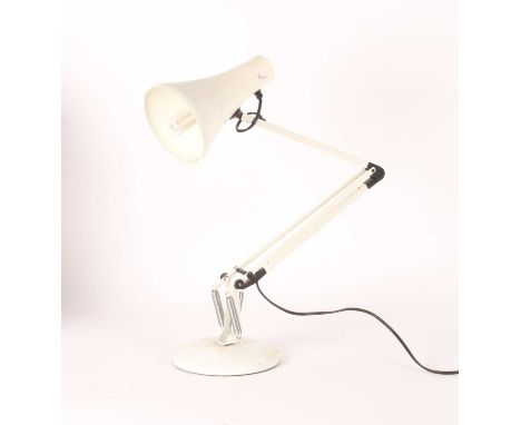 A Herbert Terry style white painted metal angle poise desk lamp, 20th century