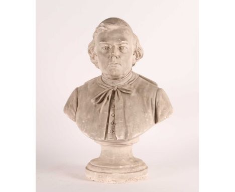 Attributed to Francois Willeme, (1830-1905) a plaster photo-sculpture portrait bust of papal subject, a socle base, h.66cm