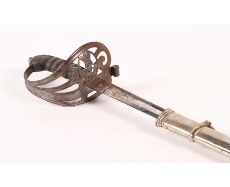 A British 1827 pattern Rifle Officer's sword, the 82cm slightly curved blade etched with a crowned VR cypher and marked to th