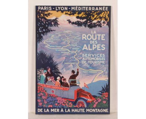 A French travel poster, modern, La Route Des Alpes, lithograph on board, 65 x 45cm