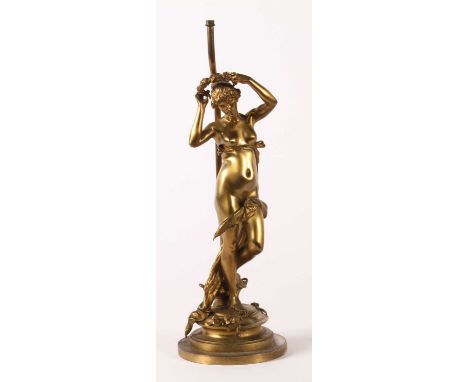 A gilt brass figural table lamp base, early 20th century, h.47.5cm