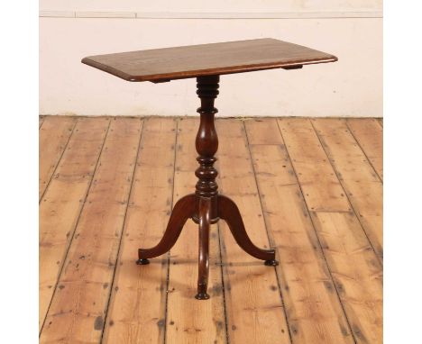 A mahogany tilt-top occasional table, 19th century, having a square top on a tripod base, length 68cm, width 45cm