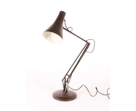 A Herbert Terry style black painted metal angle poise desk lamp, 20th century