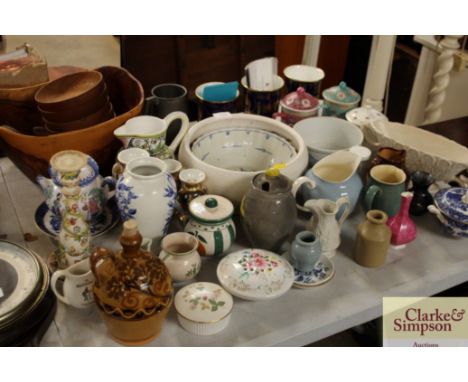 A quantity of various china to include Colport, Portmeirion, Wedgewood, Royal Worcester, wooden bowls etc
