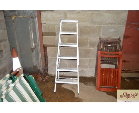 A folding step ladder
