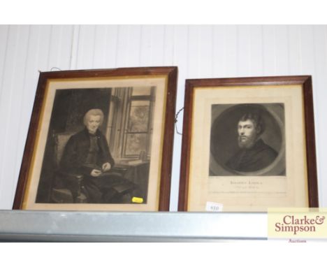 Two black and white portrait prints