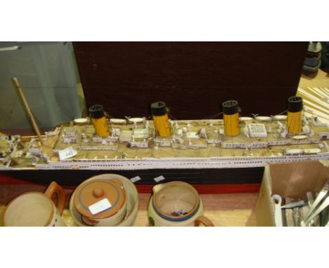 Vintage wooden model of a steam ship Titanic