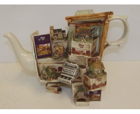 Rare Lilliput Lane Collector's novelty teapot, limited edition and signed in gold by the artist Paul Cardew, for the Lilliput