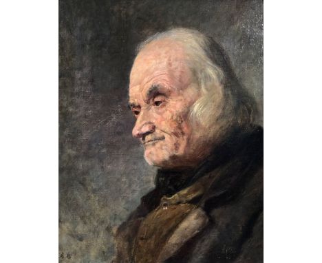   Max MERKER (1861-1928). Portrait, alter Mann. Verso Frau.  48 cm x 38 cm. Gemälde. Öl auf Leinwand. Links unten monogrammie