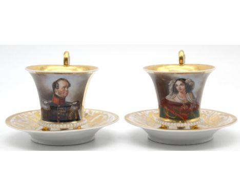   2 Empire Portraittassen, Friedrich Wilhelm IV. König von Preußen.  Je 8 cm hoch. Portrait nach Franz KRÜGER (1797 - 1857). 