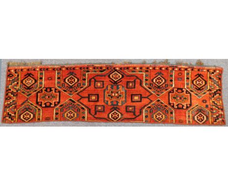   Ersari Torba. Turkmenistan. Antik. Circa 150 - 250 Jahre alt.  42 cm x 160 cm. Handgeknüpft. Wolle auf Wolle. Naturfarben. 