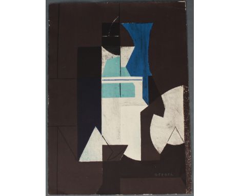  Johann Georg GEYGER (1921 - 2004). Abstrakte Komposition, 1957.  52,5 cm  x 39,4 cm. Druck. Farblithographie. Rechts unten 