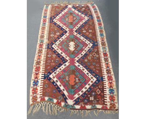   Malatya Kelim. Anatolien. Türkei. Antik, 19. Jahrhundert.  312 cm x 175 cm. Handgewebt. Wolle und weiße Baumwolle auf Wolle