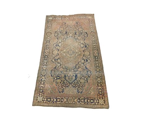   Mohtasheem Keschan Perserteppich. Iran. Antik, circa 100 -160 Jahre alt.  220 cm x 130 cm. Handgeknüpft. Korkwolle auf Baum